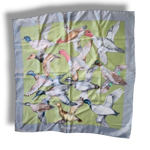 Hermes Lauvagine en Vol Carl De Parcevaux Silk 100% Scarf  Vintage Rare Square - Picture 1 of 10